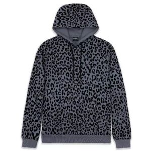 NWT Von Dutch Unisex Textured Animal Print Hoodie, Size Large, Color Dirty Blue